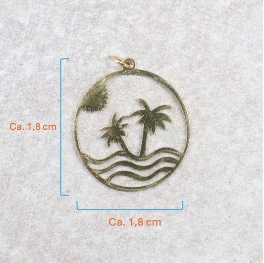 Bedel | Roestvrijstaal | Palmboom Zee Zon | Goud