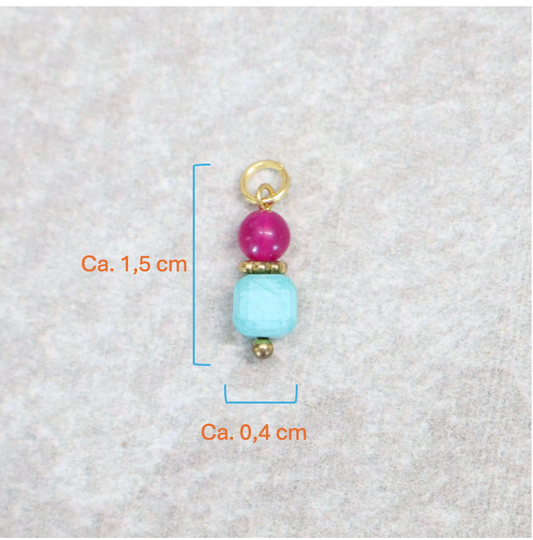Bedel | Natuursteen | Turquoise duo chalcedoon | Goud