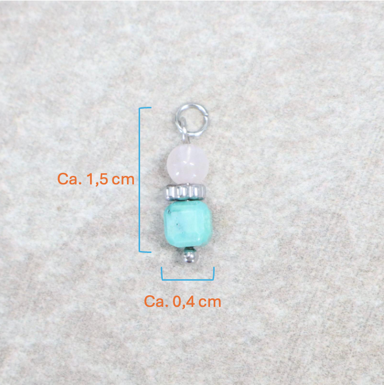 Bedel | Natuursteen | Turquoise duo rozenkwarts | Zilver