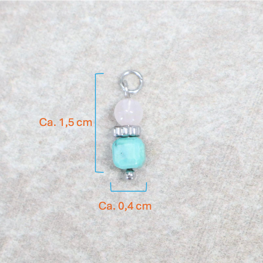 Bedel | Natuursteen | Turquoise duo rozenkwarts | Zilver