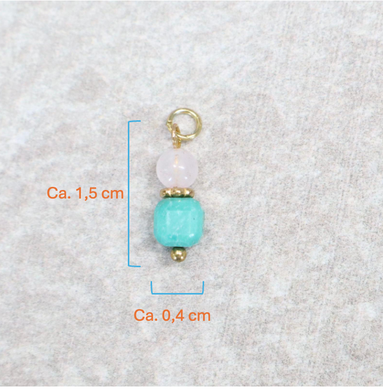 Bedel | Natuursteen | Turquoise duo rozenkwarts | Goud