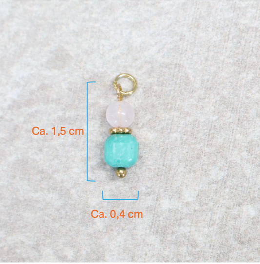 Bedel | Natuursteen | Turquoise duo rozenkwarts | Goud