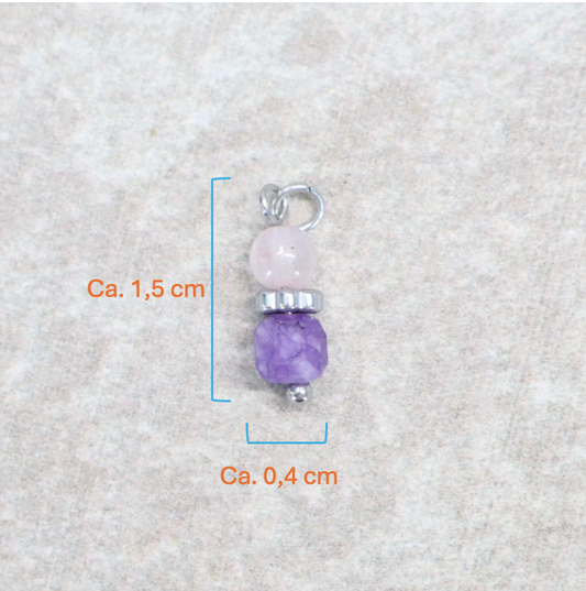 Bedel | Natuursteen | Amethist duo Rozenkwarts | Zilver