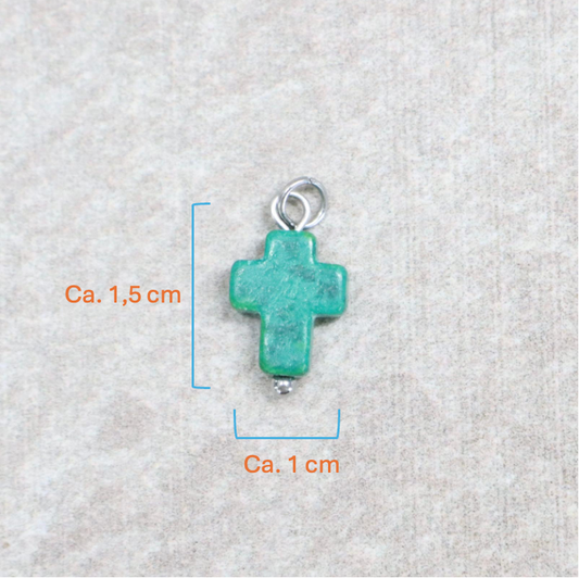 Bedel | Natuursteen | Groen howliet kruis | Zilver
