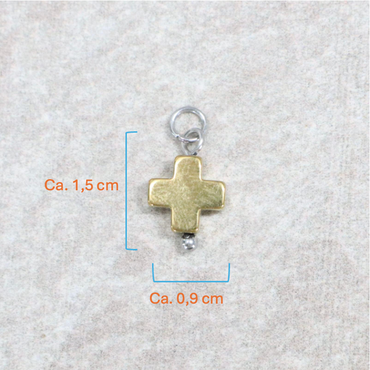 Bedel | Natuursteen | Hematiet kruis goud | Zilver
