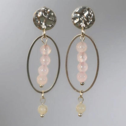 PINK ALGARVE | Oorbellen | roze | rozenkwarts | rvs
