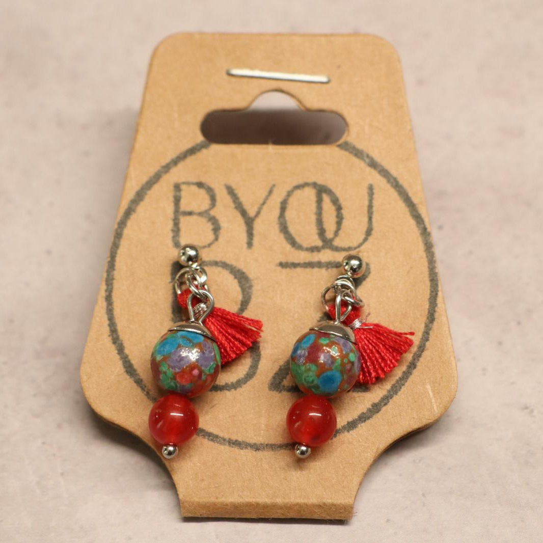 FIESTA DROP | Oorbellen | rood | rvs