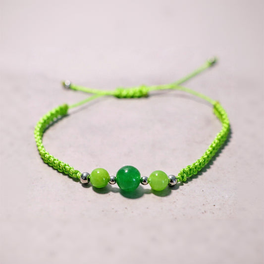FRESH LEAF | Macramé armband | lichtgroen | zilver