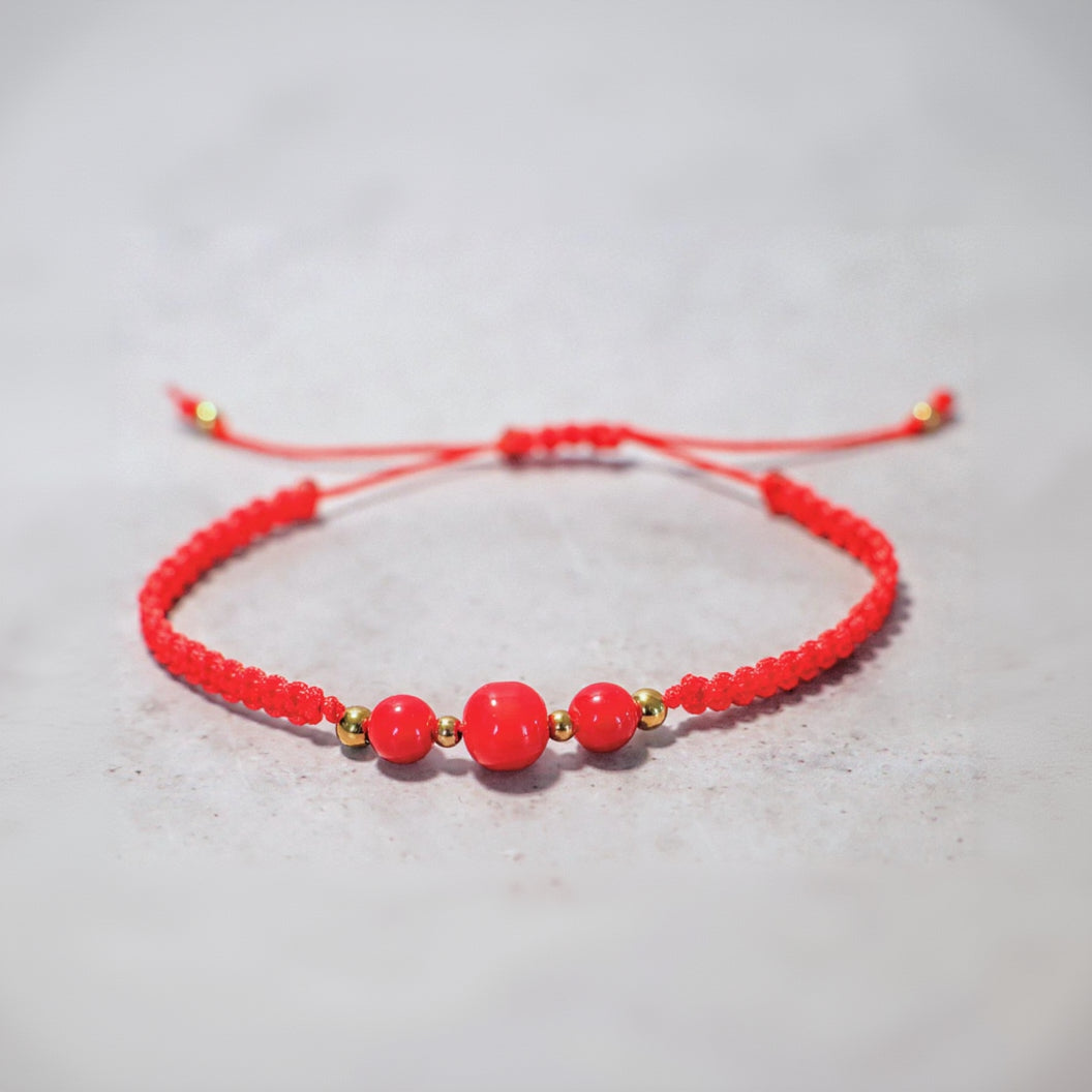 RED SPIRIT | Macramé armband | rood | goud