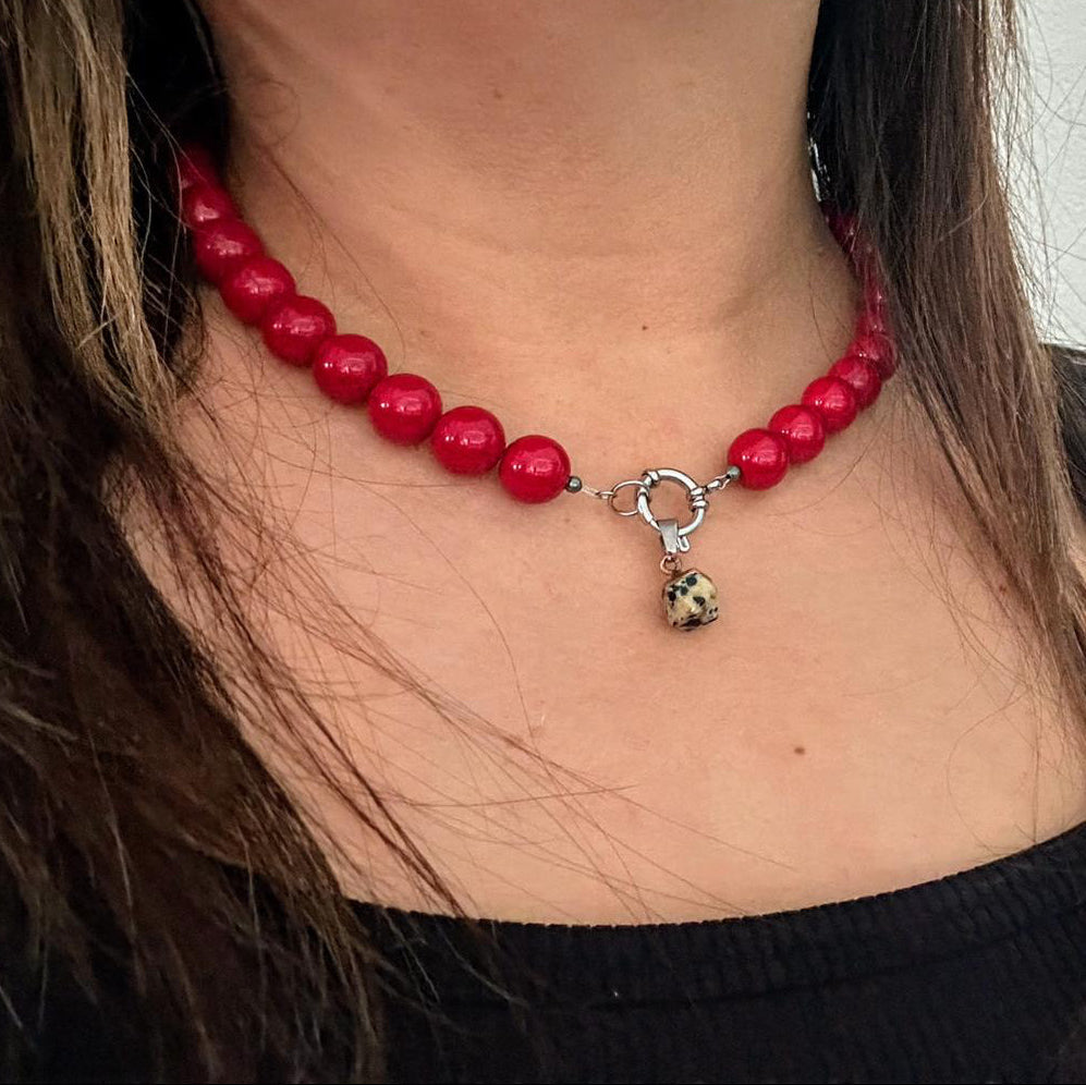 MARRAKECH RED | Koraal natuursteen ketting | 12mm | ca. 50cm