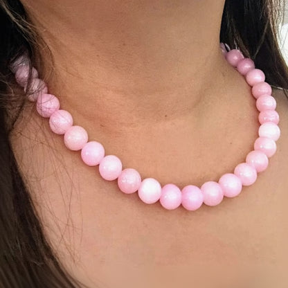 KYOTO PINK | Kwarts natuursteen ketting | 12mm | ca. 50cm