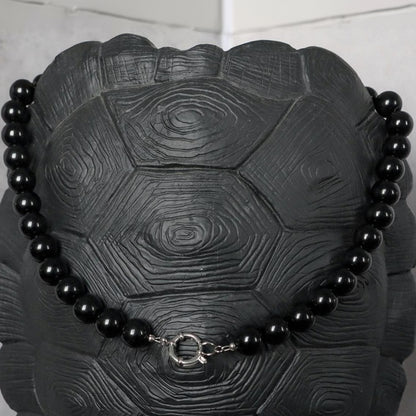 TENERIFE BLACK | Zwarte agaat natuursteen ketting | 12mm | ca. 50cm
