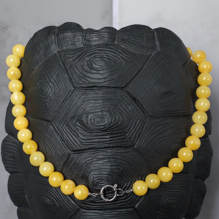 NICE YELLOW | Jade natuursteen ketting | 12mm | ca. 50cm