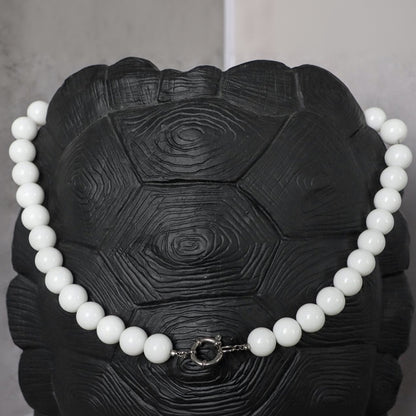 SANTORINI WHITE | Jade natuursteen ketting | 12mm | ca. 50cm