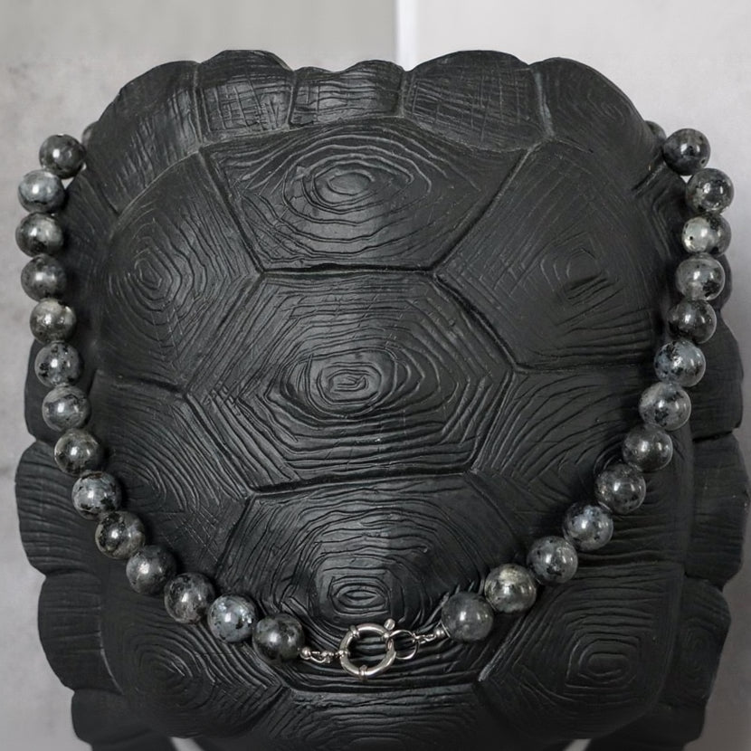 MADEIRA GREY | Larvikiet natuursteen ketting | 12mm | ca. 50cm