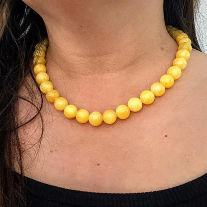 NICE YELLOW | Jade natuursteen ketting | 12mm | ca. 50cm