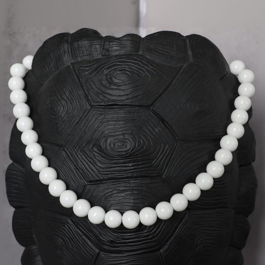 SANTORINI WHITE | Jade natuursteen ketting | 12mm | ca. 50cm