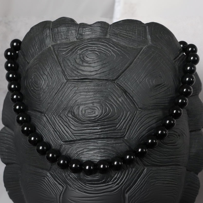 TENERIFE BLACK | Zwarte agaat natuursteen ketting | 12mm | ca. 50cm