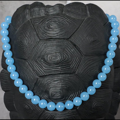 MYKONOS BABY BLUE | Jade natuursteen ketting | 12mm | ca. 50cm
