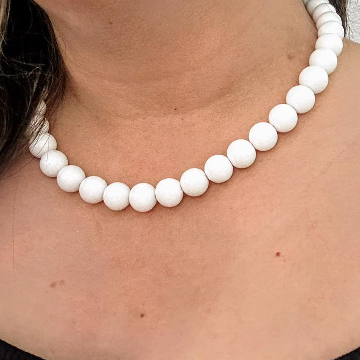 SANTORINI WHITE | Jade natuursteen ketting | 12mm | ca. 50cm