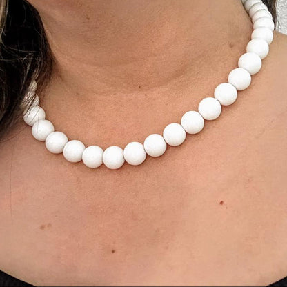 SANTORINI WHITE | Jade natuursteen ketting | 12mm | ca. 50cm