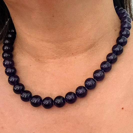 PURPLE ISTANBUL | Chalcedoon natuursteen ketting | 12mm | ca. 50cm
