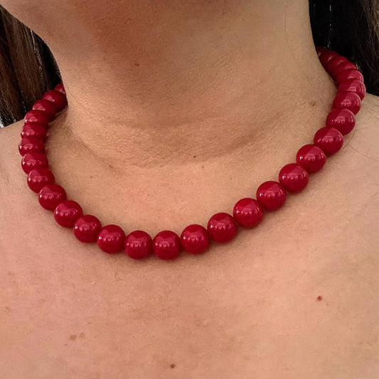MARRAKECH RED | Koraal natuursteen ketting | 12mm | ca. 50cm