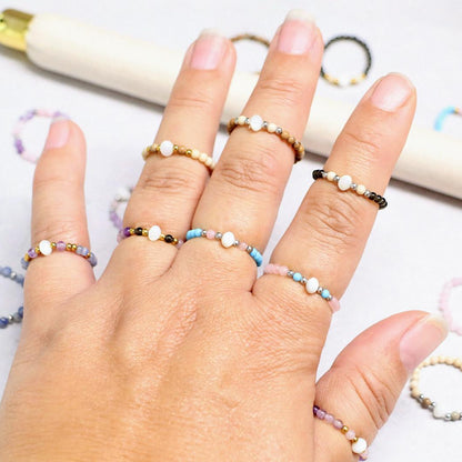 SHELLIGHT BLUSH | Rozenkwarts & amethist ring | Goudkleurig | One size