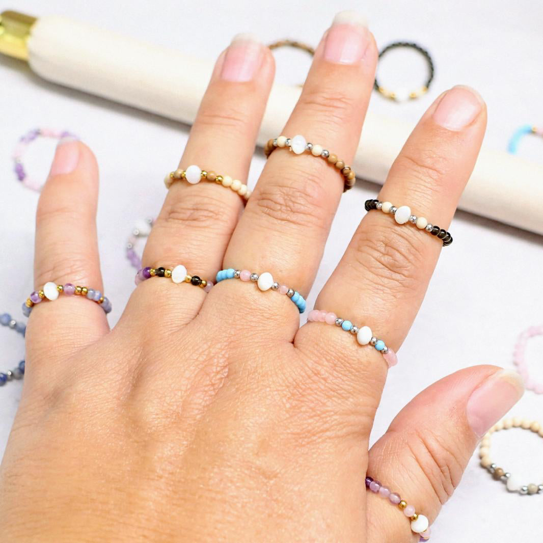 SHELLIGHT BLUE | Sodaliet & amethist ring | Goudkleurig | One size