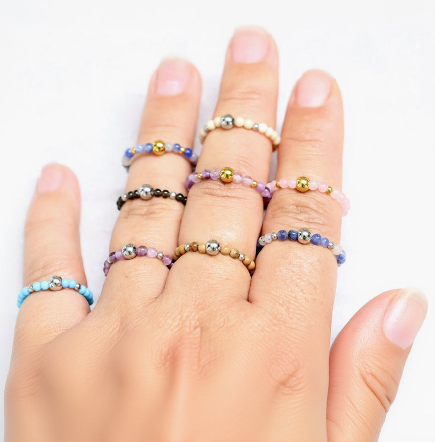 METALSHINE TURQUOISE | Howliet ring | Zilverkleurig | One size