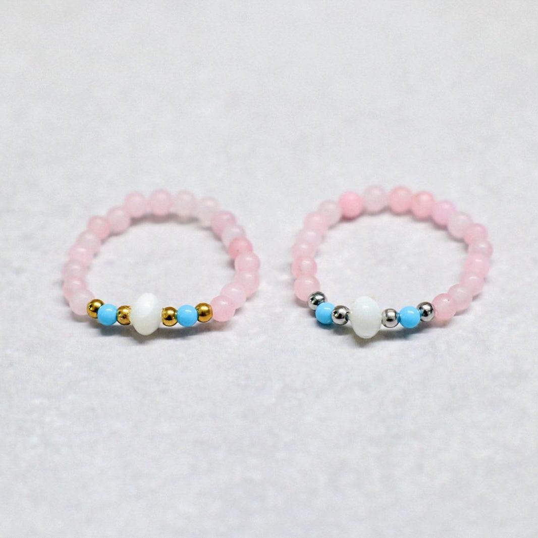 SHELLIGHT ROSE | Rozenkwarts & howliet ring | Goudkleurig | One size