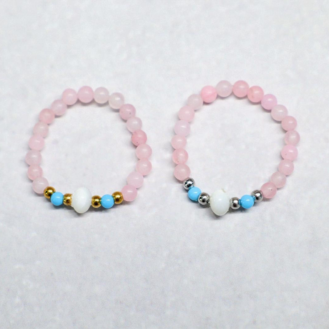 SHELLIGHT ROSE | Rozenkwarts & howliet ring | Goudkleurig | One size