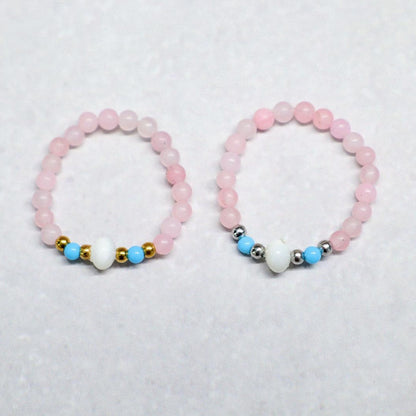 SHELLIGHT ROSE | Rozenkwarts & howliet ring | Goudkleurig | One size