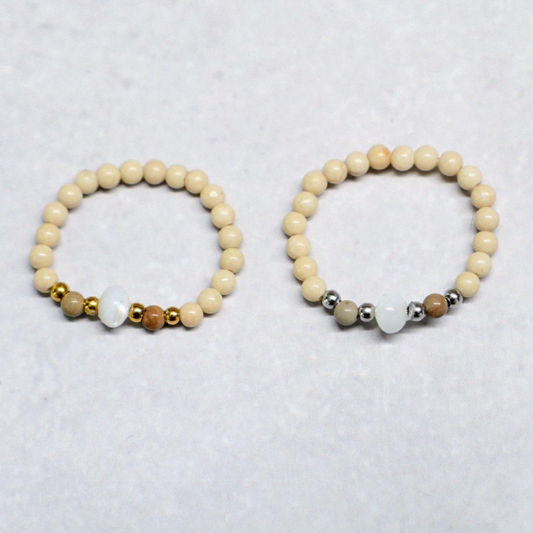 SHELLIGHT WHITE | Howliet & schelp ring | Zilverkleurig | One size