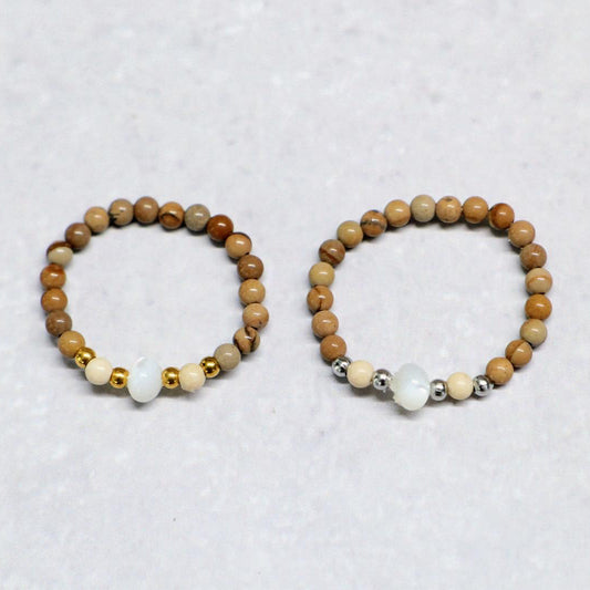 SHELLIGHT BROWN | Howliet & schelp ring | Goudkleurig | One size