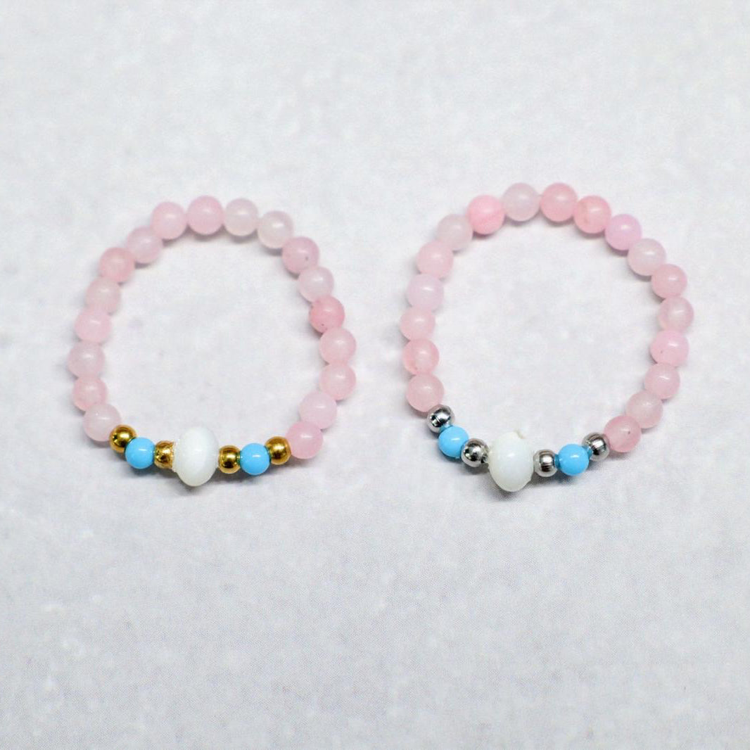 SHELLIGHT ROSE | Rozenkwarts & howliet ring | Zilverkleurig | One size