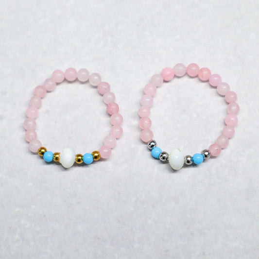 SHELLIGHT ROSE | Rozenkwarts & howliet ring | Zilverkleurig | One size