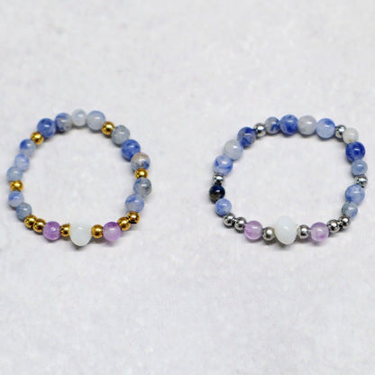 SHELLIGHT BLUE | Sodaliet & amethist ring | Goudkleurig | One size