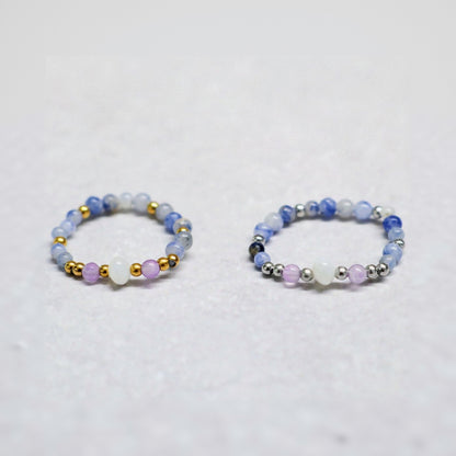 SHELLIGHT BLUE | Sodaliet & amethist ring | Goudkleurig | One size