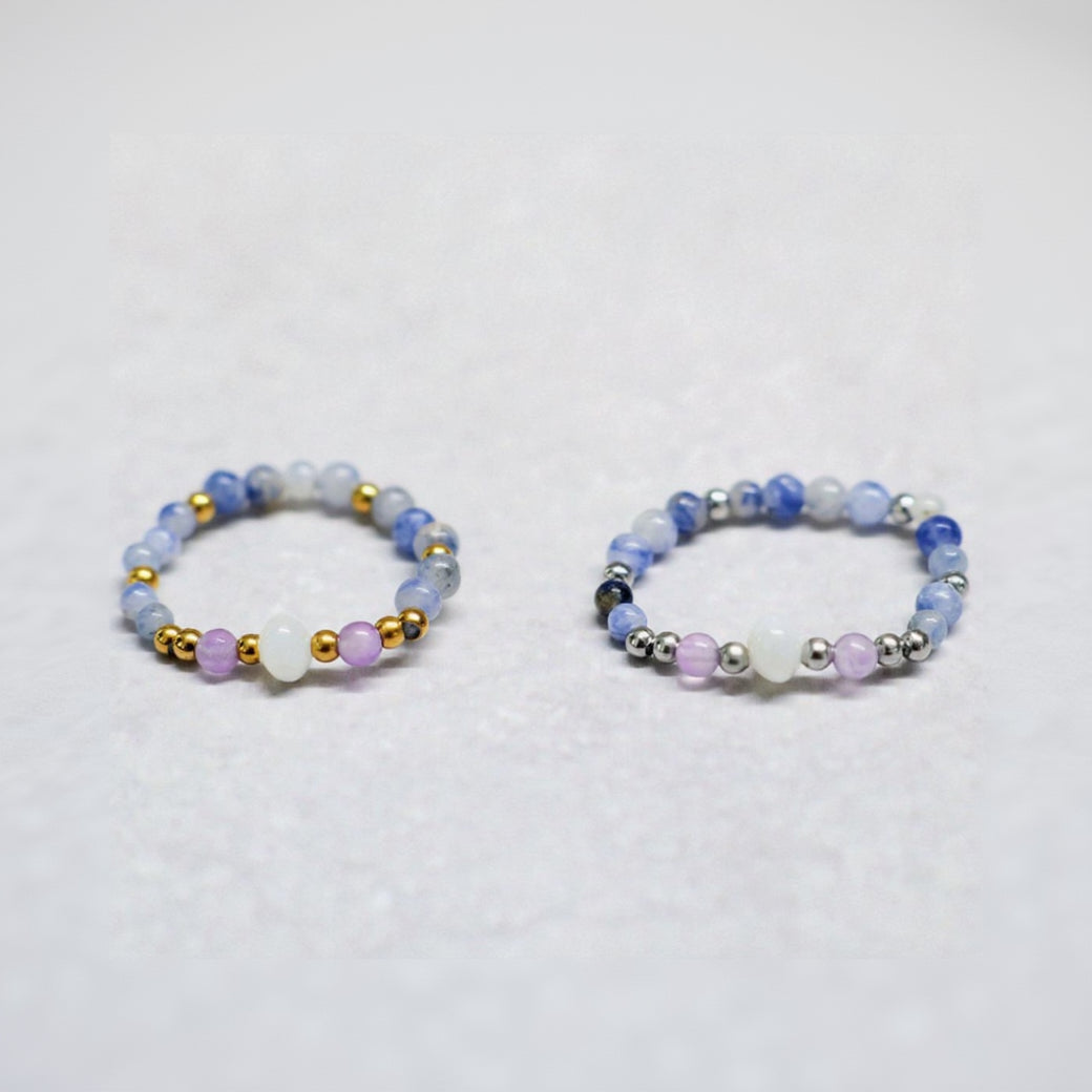 SHELLIGHT BLUE | Sodaliet & amethist ring | Zilverkleurig | One size