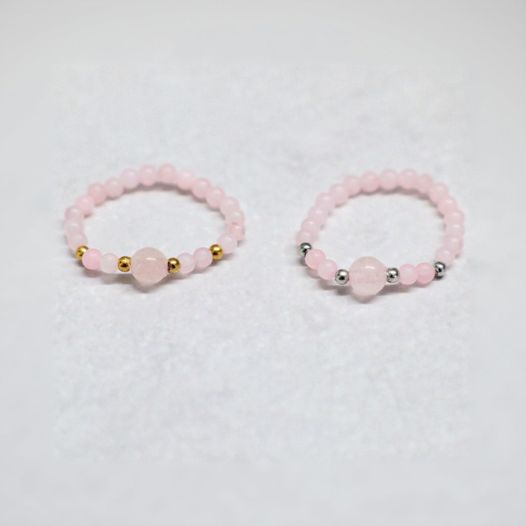 MINERAL ROSE | Rozenkwarts ring | Goudkleurig | One size