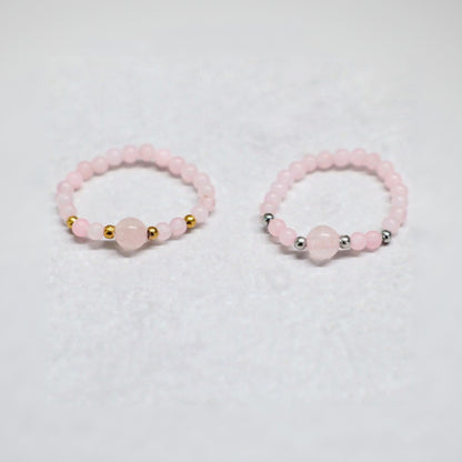 MINERAL ROSE | Rozenkwarts ring | Goudkleurig | One size