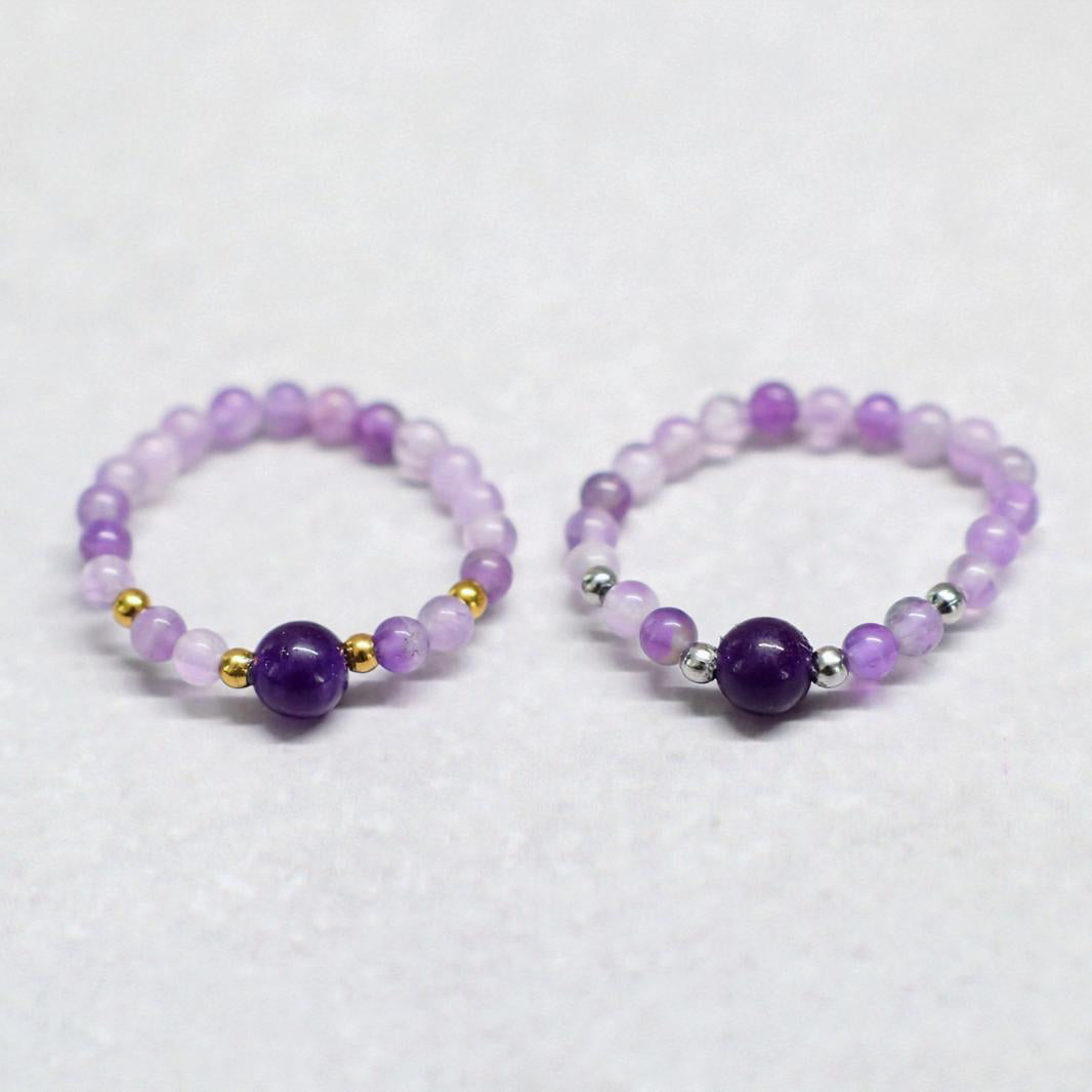 MINERAL PURPLE | Amethist ring | Zilverkleurig | One size