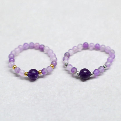 MINERAL PURPLE | Amethist ring | Zilverkleurig | One size