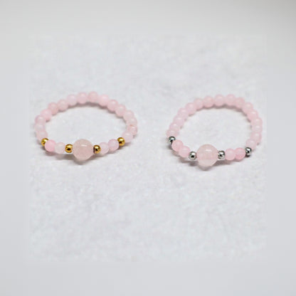 MINERAL ROSE | Rozenkwarts ring | Zilverkleurig | One size