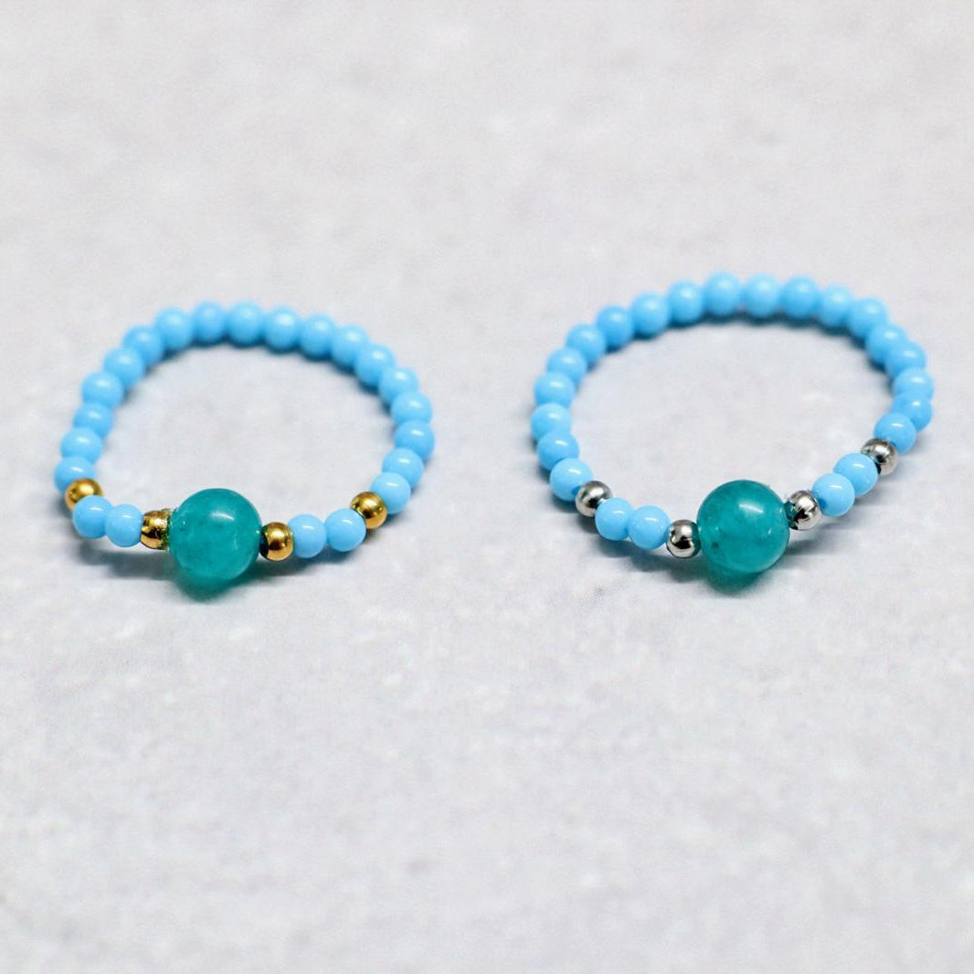 MINERAL TURQUOISE | Howliet & kwarts ring | Goudkleurig | One size