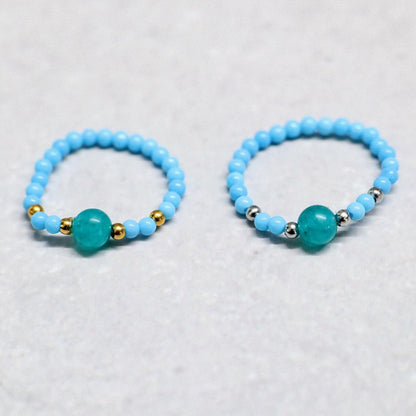 MINERAL TURQUOISE | Howliet & kwarts ring | Goudkleurig | One size