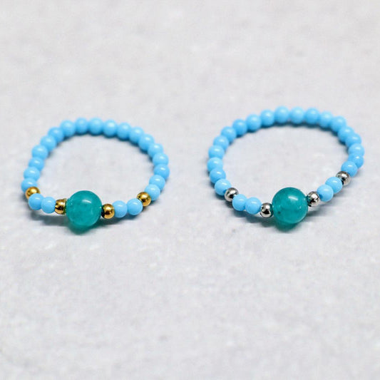 MINERAL TURQUOISE | Howliet & kwarts ring | Zilverkleurig | One size