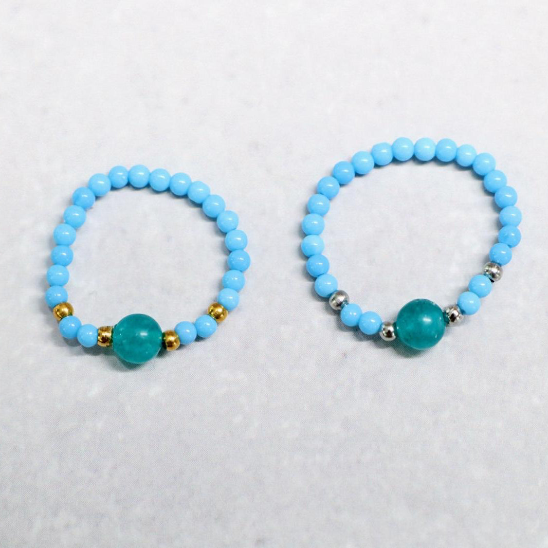 MINERAL TURQUOISE | Howliet & kwarts ring | Zilverkleurig | One size