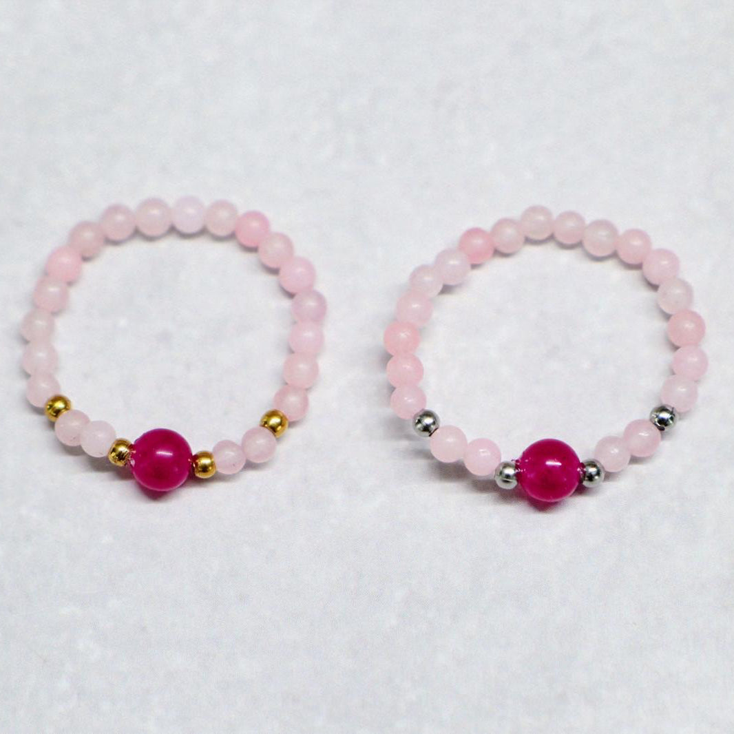 MINERAL FUCHSIA | Rozenkwarts & fuchsia kwarts ring | Goudkleurig | One size